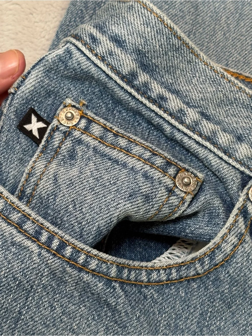 Vintage Express Y2K Low Rise Light Wash Flare Denim Jeans 100% Cotton Size 9/10S
